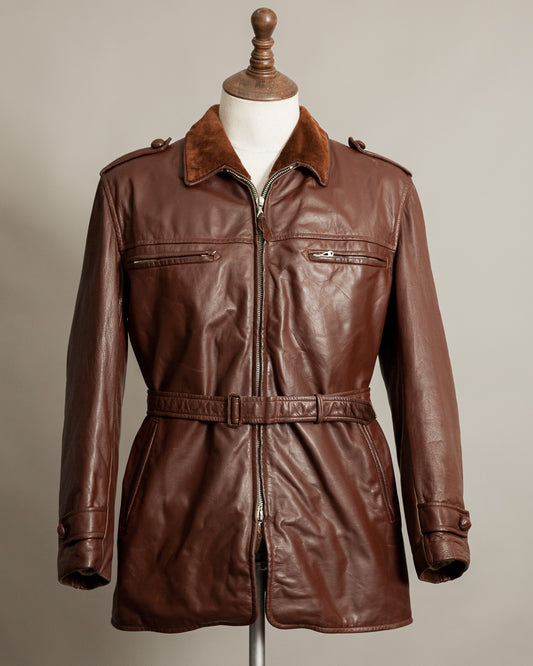 Vintage 1940s Finnish Cyclist Motorcycle Leather Jacket