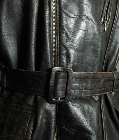 Original 1940s German Horsehide Leather Motorcycle Jacket, RIES Zippers
