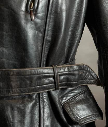 Original 1940s German Horsehide Leather Motorcycle Jacket, RIES Zippers