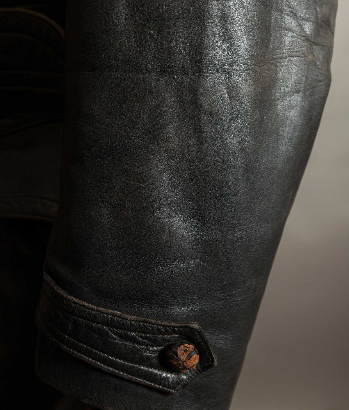 Original 1940s German Horsehide Leather Motorcycle Jacket, RIES Zippers