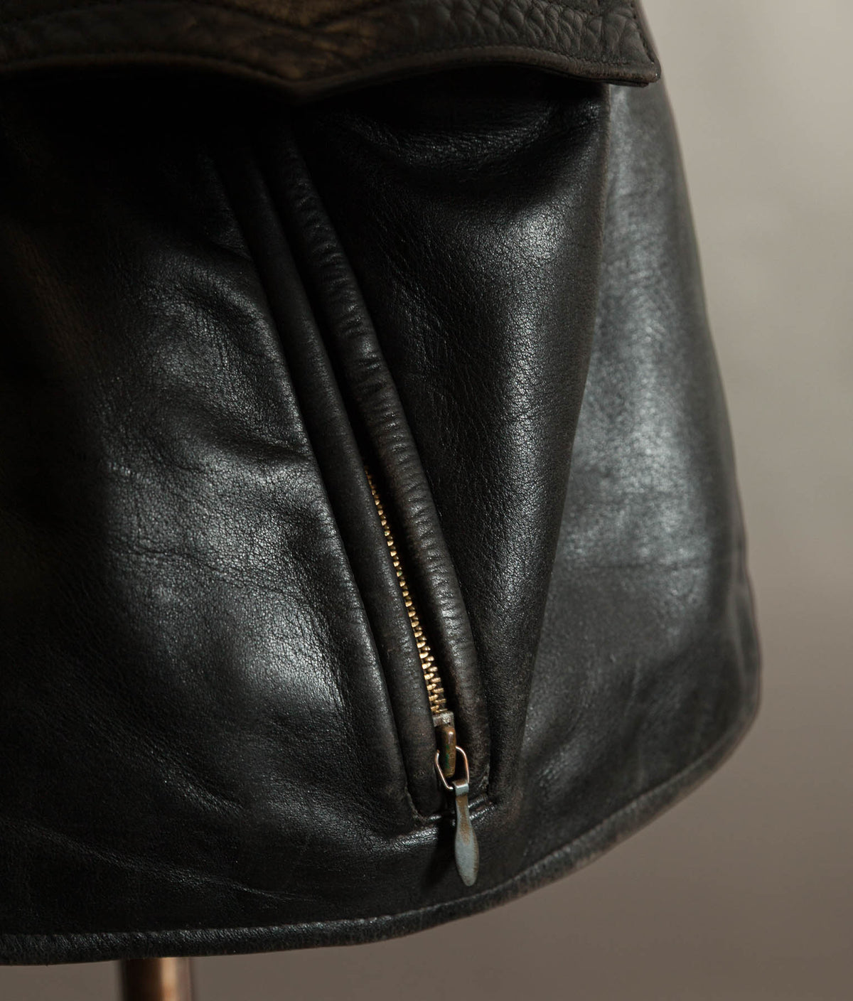 Original 1940s German Horsehide Leather Motorcycle Jacket, RIES Zippers