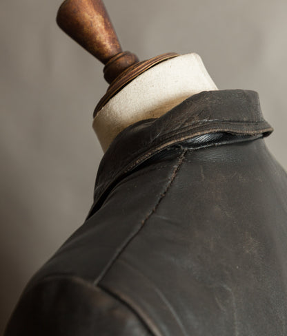 Original 1940s German Horsehide Leather Motorcycle Jacket, RIES Zippers