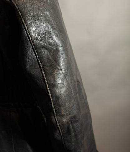 Original 1940s German Horsehide Leather Motorcycle Jacket, RIES Zippers