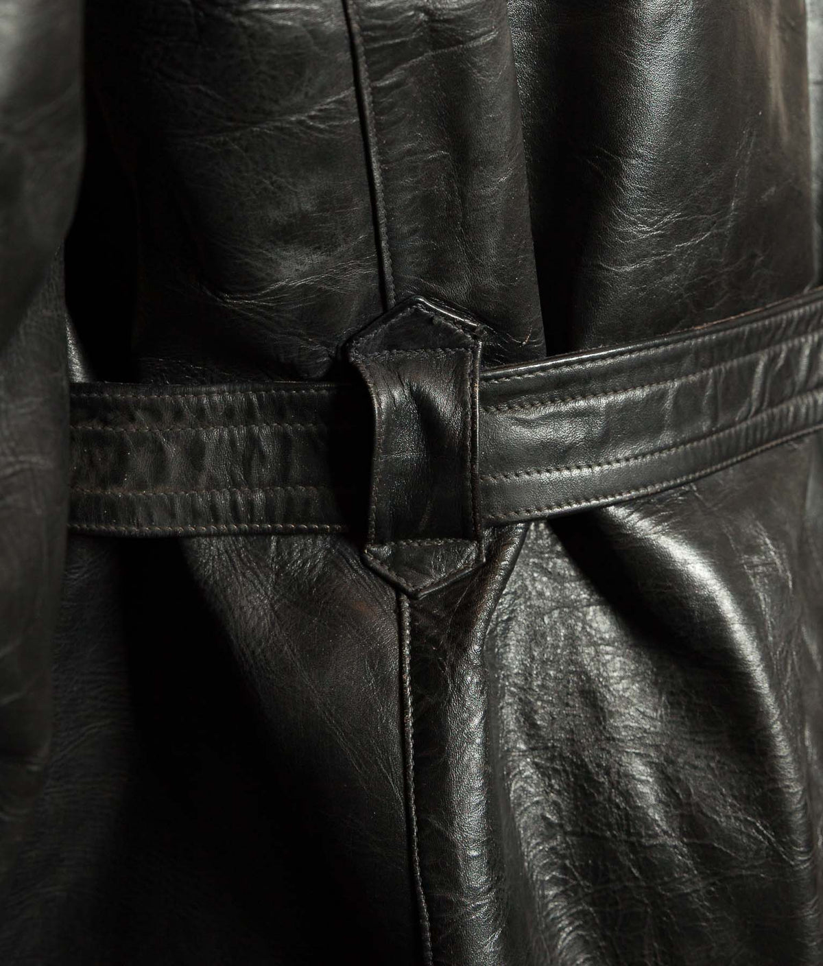 Original 1940s German Heavyweight Horsehide Leather Double-Breasted Overcoat