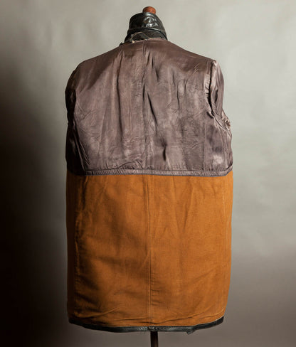 Original 1940s German Heavyweight Horsehide Leather Double-Breasted Overcoat