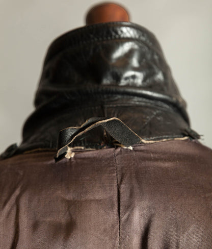 Original 1940s German Heavyweight Horsehide Leather Double-Breasted Overcoat