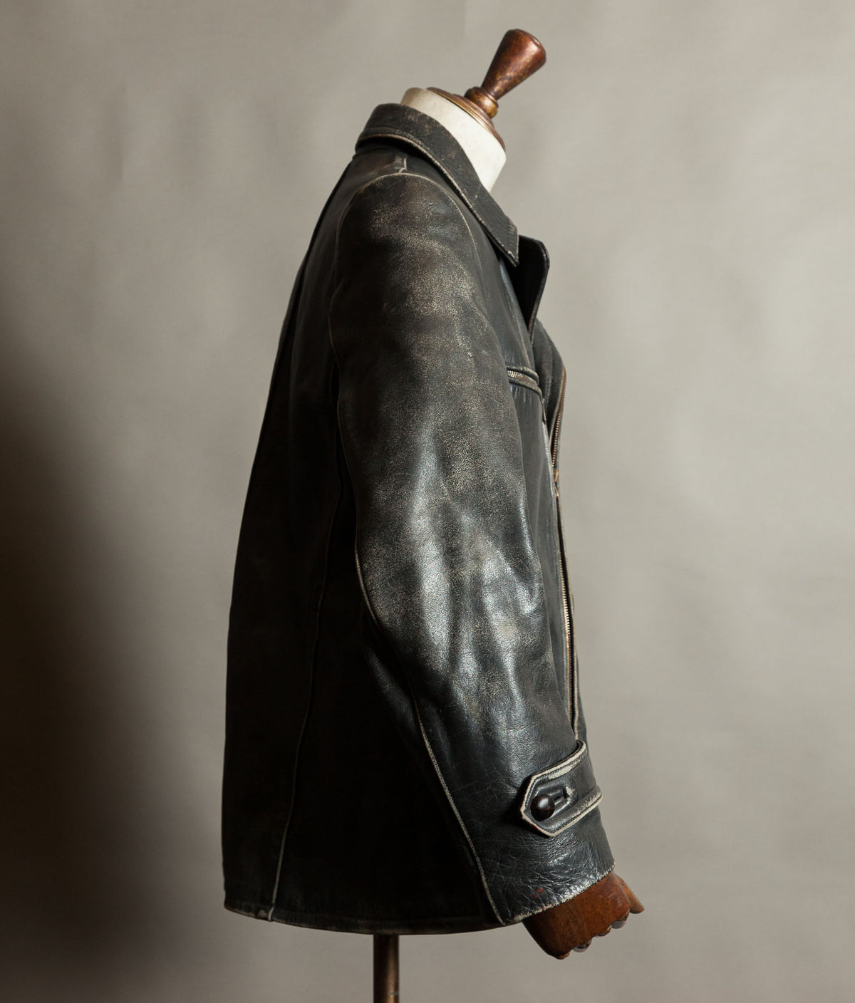 Vintage 1950s German Horsehide Leather Motorcycle Jacket, RIES Zippers