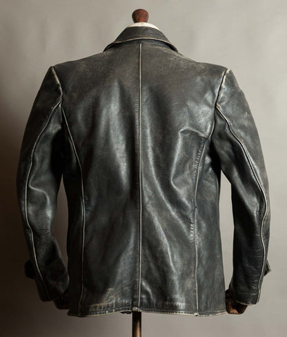 Vintage 1950s German Horsehide Leather Motorcycle Jacket, RIES Zippers