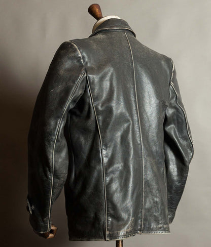 Vintage 1950s German Horsehide Leather Motorcycle Jacket, RIES Zippers