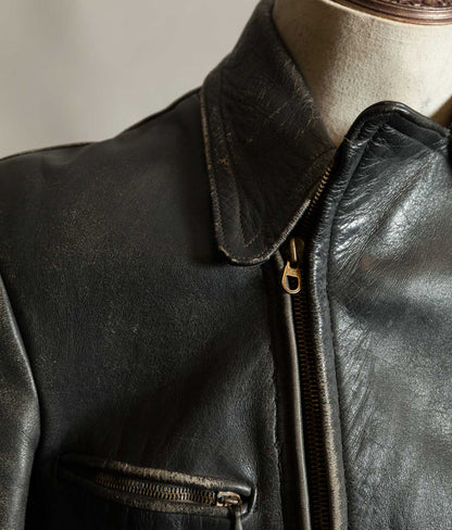 Vintage 1950s German Horsehide Leather Motorcycle Jacket, RIES Zippers