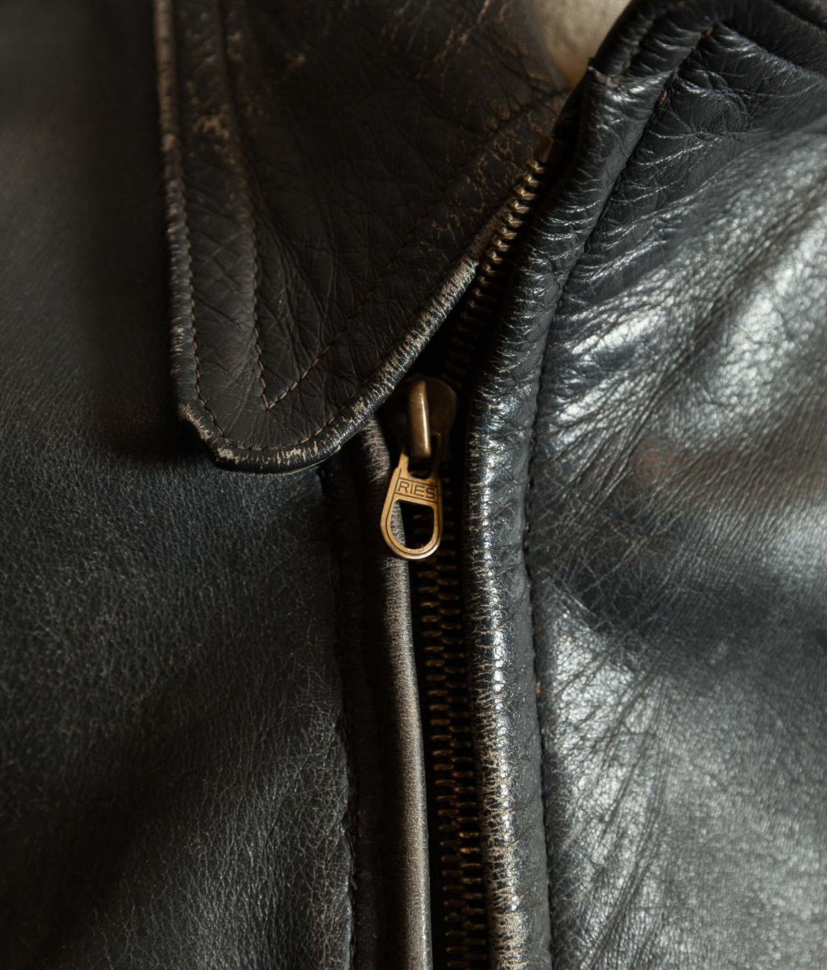 Vintage 1950s German Horsehide Leather Motorcycle Jacket, RIES Zippers