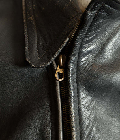 Vintage 1950s German Horsehide Leather Motorcycle Jacket, RIES Zippers
