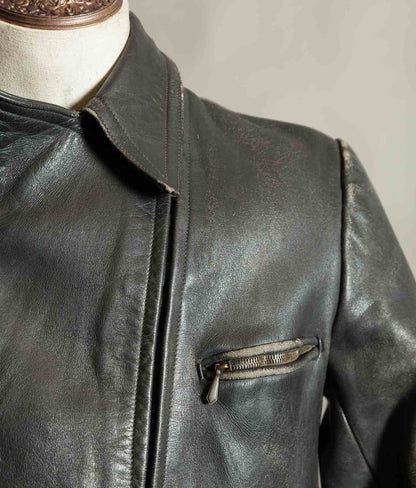 Vintage 1950s German Horsehide Leather Motorcycle Jacket, RIES Zippers