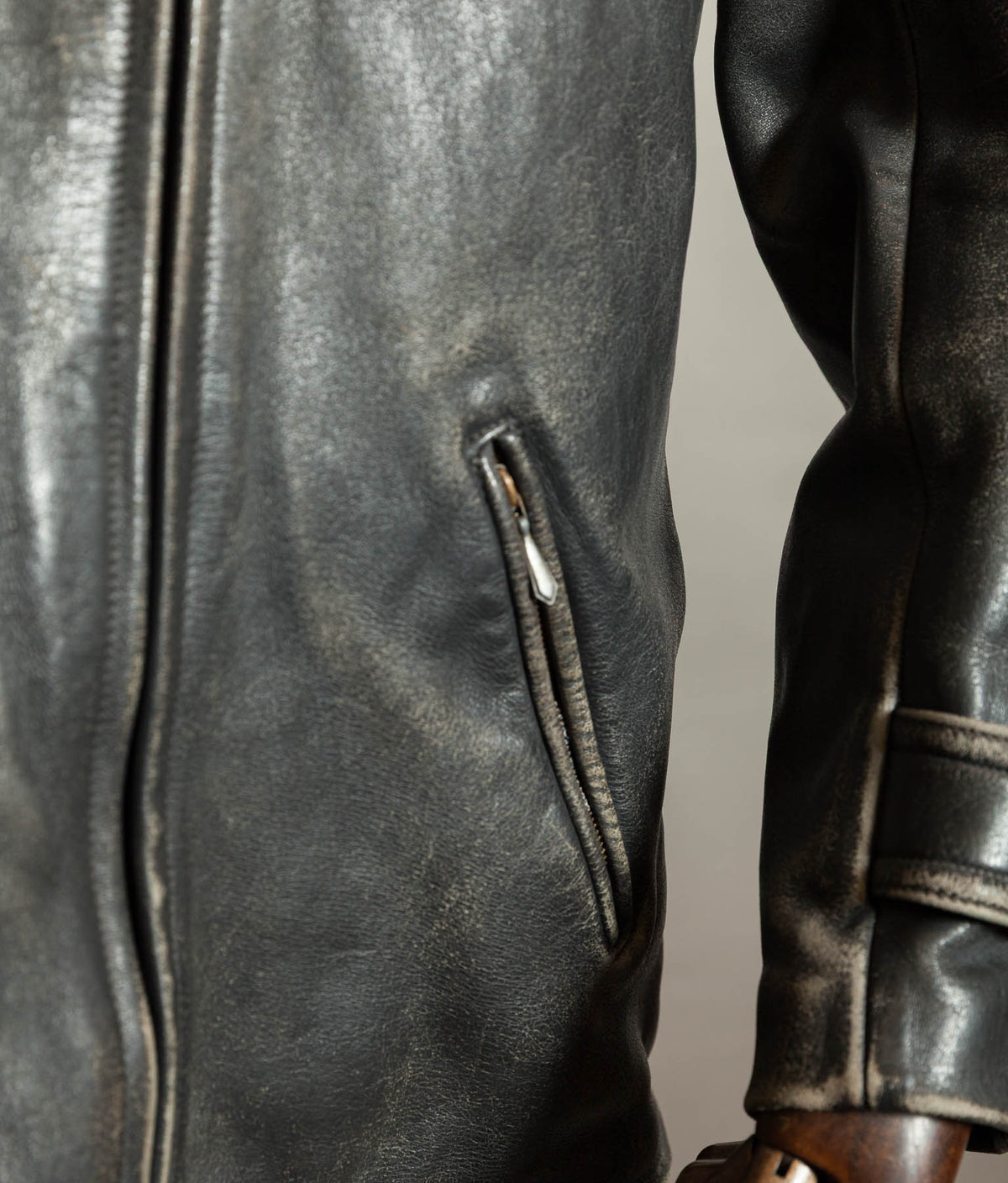 Vintage 1950s German Horsehide Leather Motorcycle Jacket, RIES Zippers