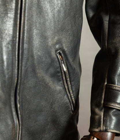 Vintage 1950s German Horsehide Leather Motorcycle Jacket, RIES Zippers