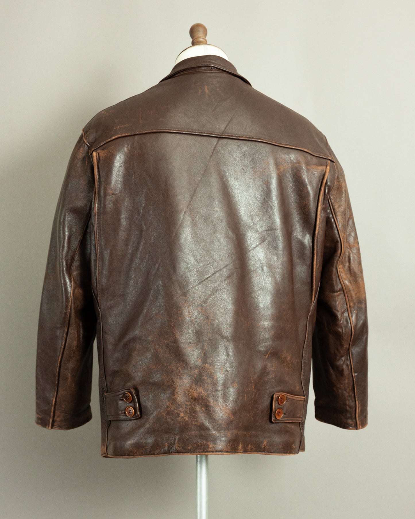 1950s French Vintage Leather Work Jacket (44-46)