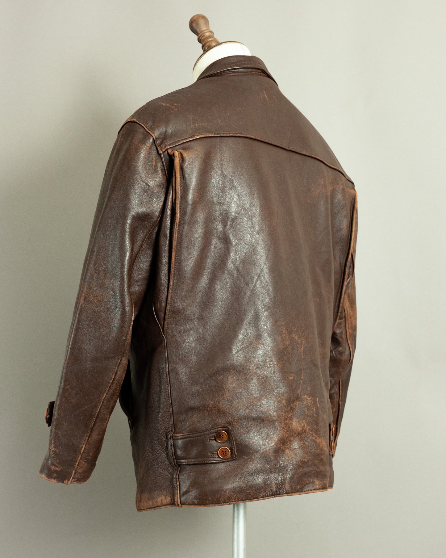 1950s French Vintage Leather Work Jacket (44-46)