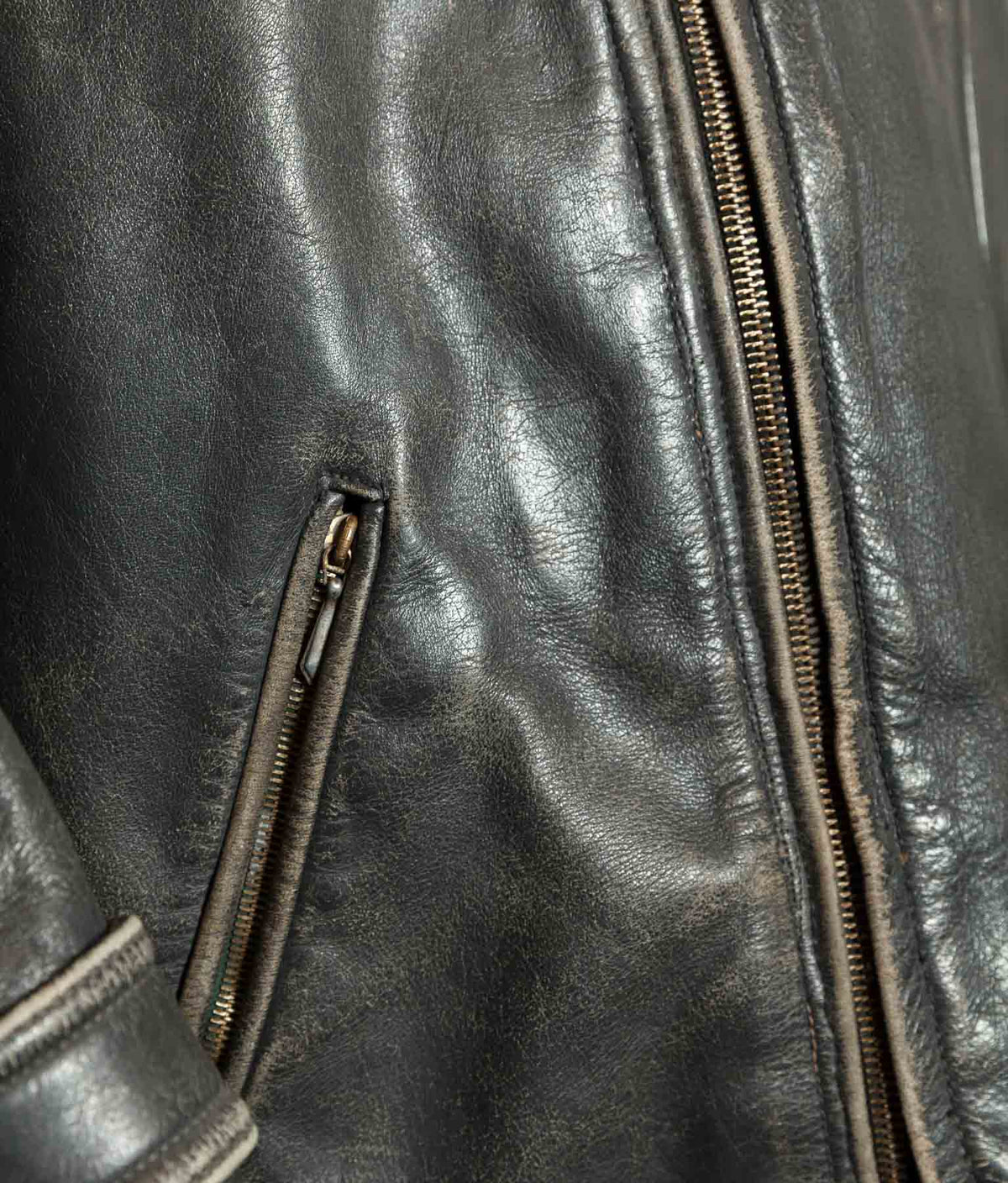 Vintage 1950s German Horsehide Leather Motorcycle Jacket, RIES Zippers