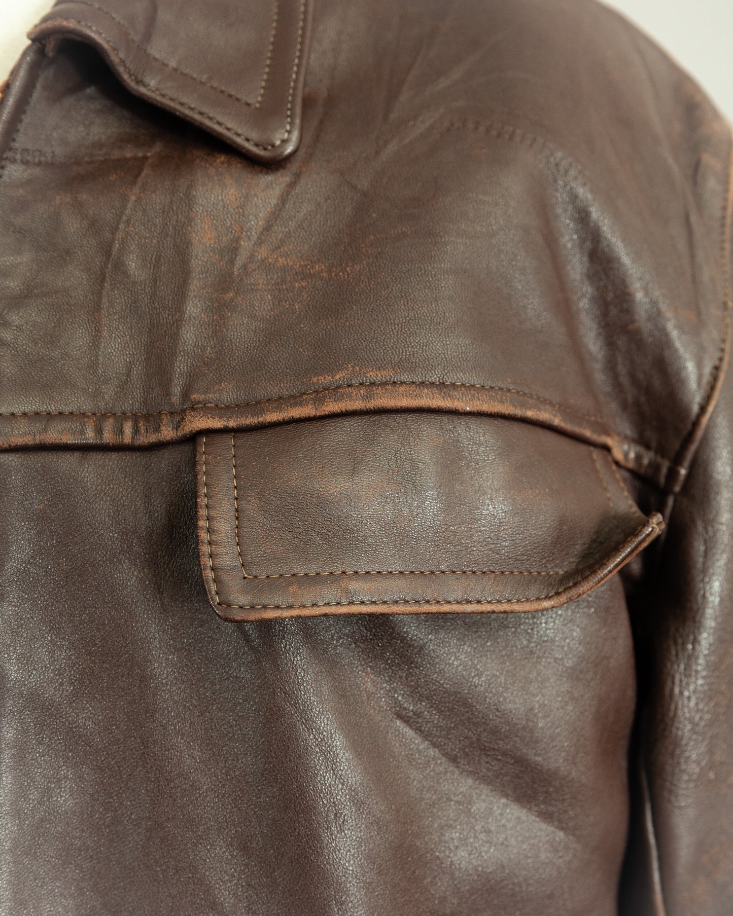 1950s French Vintage Leather Work Jacket (44-46)