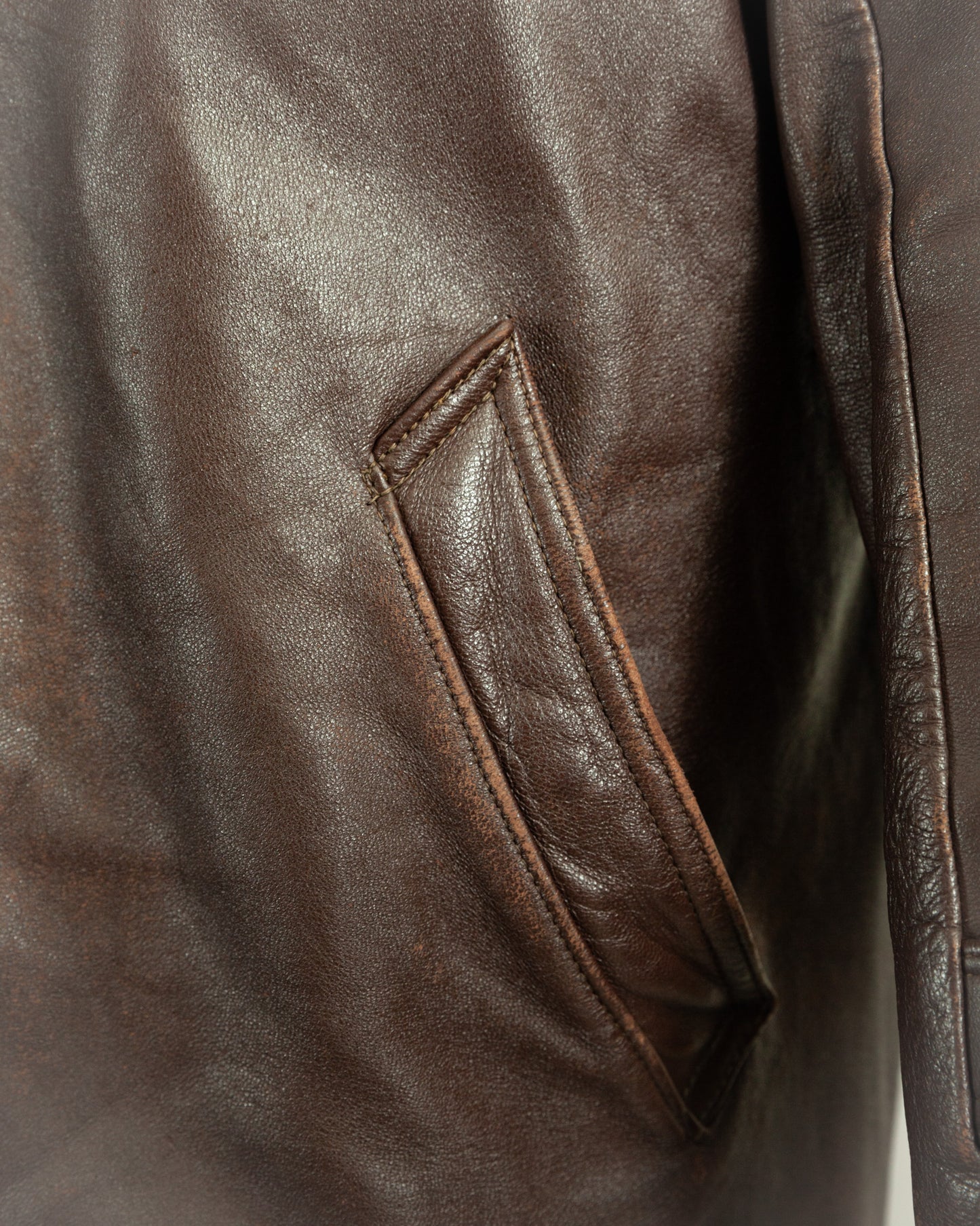 1950s French Vintage Leather Work Jacket (44-46)