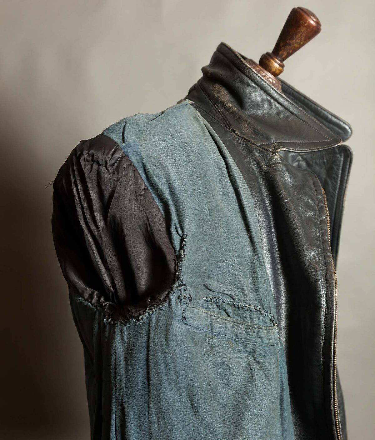 Vintage 1950s German Horsehide Leather Motorcycle Jacket, RIES Zippers