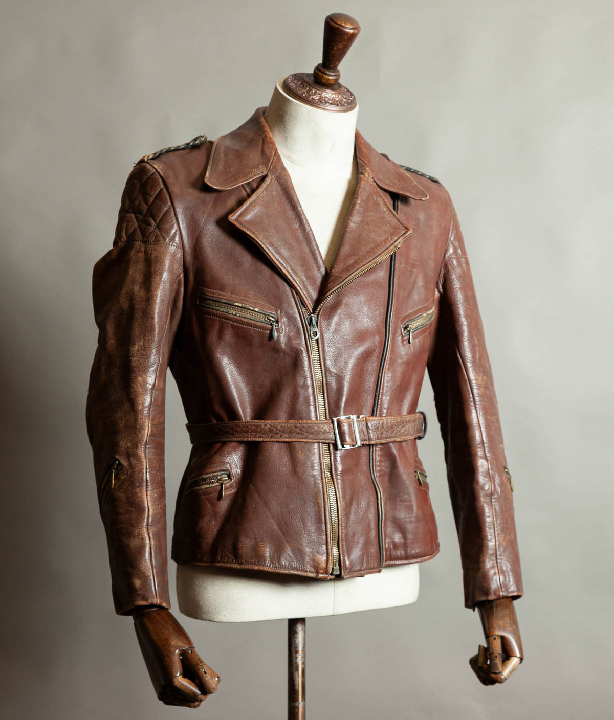 Vintage 1950s German Cowhide Leather Motorrad Motorcycle Jacket ZIPP