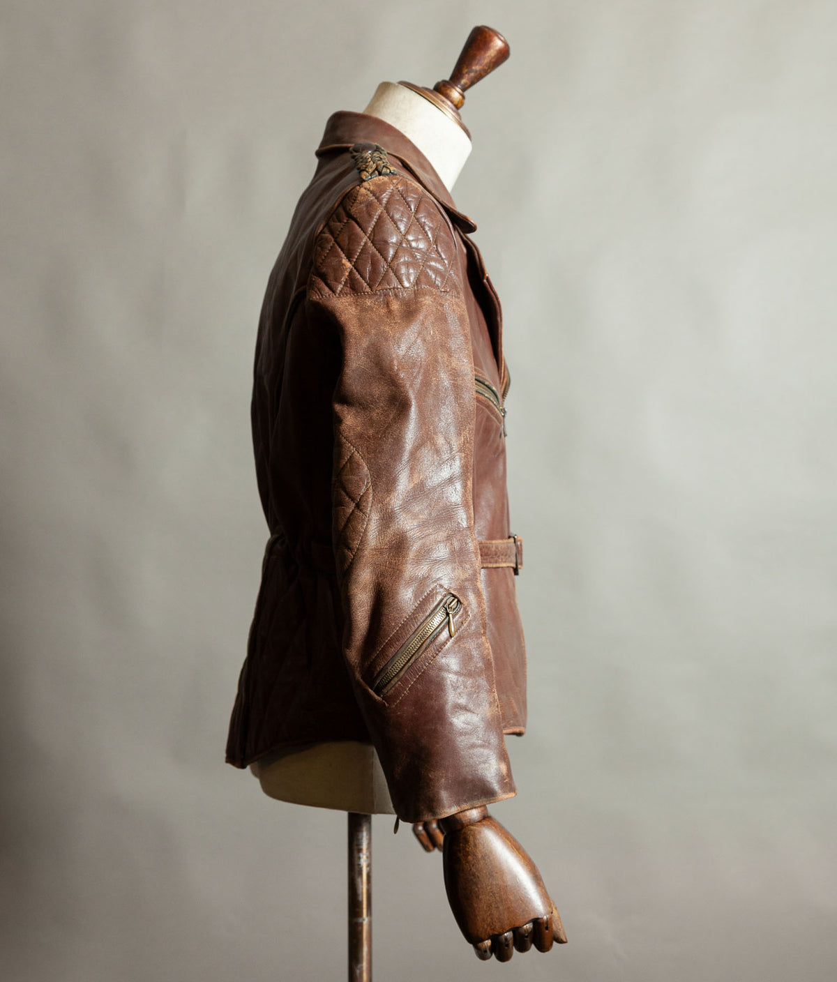 Vintage 1950s German Cowhide Leather Motorrad Motorcycle Jacket ZIPP