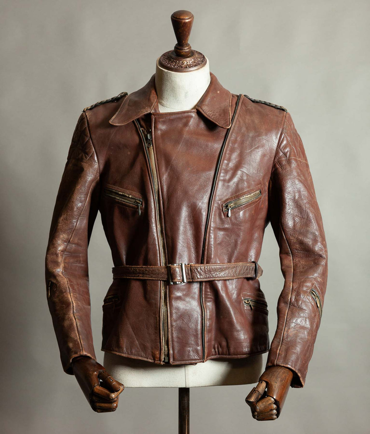 Vintage 1950s German Cowhide Leather Motorrad Motorcycle Jacket ZIPP
