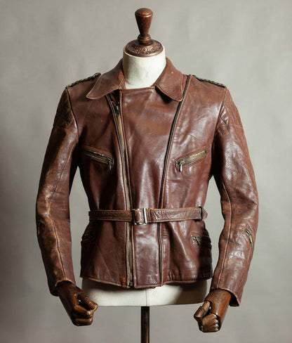 Vintage 1950s German Cowhide Leather Motorrad Motorcycle Jacket ZIPP