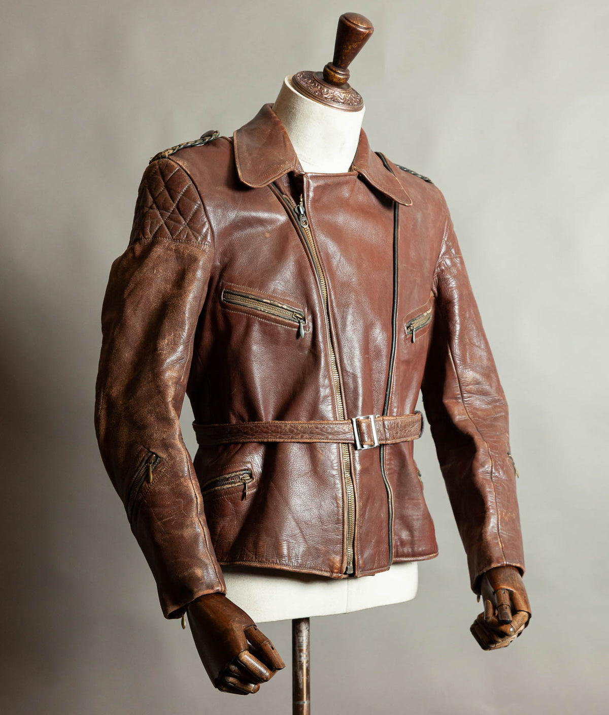 Vintage 1950s German Cowhide Leather Motorrad Motorcycle Jacket ZIPP