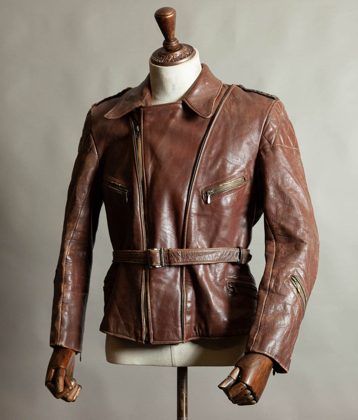 Vintage 1950s German Cowhide Leather Motorrad Motorcycle Jacket ZIPP