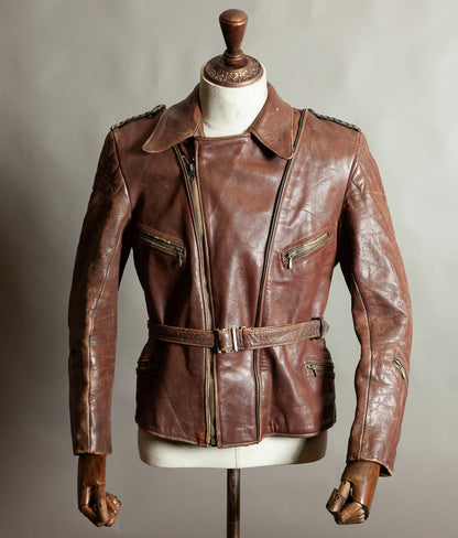 Vintage 1950s German Cowhide Leather Motorrad Motorcycle Jacket ZIPP