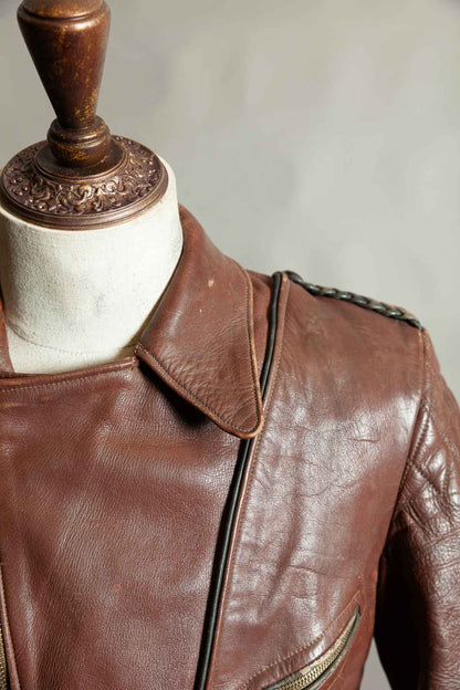 Vintage 1950s German Cowhide Leather Motorrad Motorcycle Jacket ZIPP