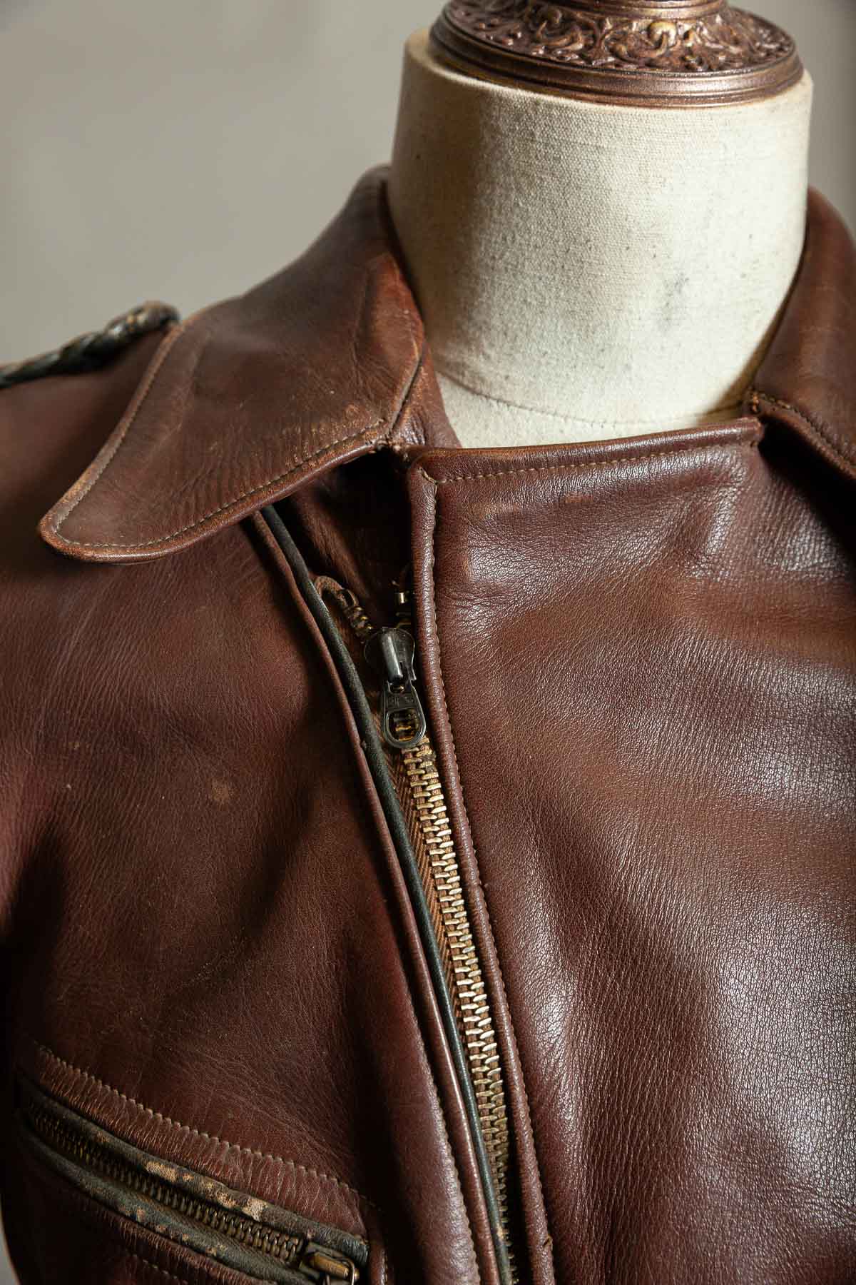 Vintage 1950s German Cowhide Leather Motorrad Motorcycle Jacket ZIPP