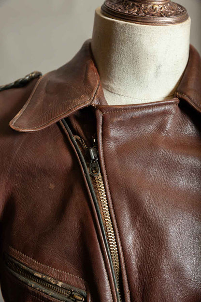 Vintage 1950s German Cowhide Leather Motorrad Motorcycle Jacket ZIPP
