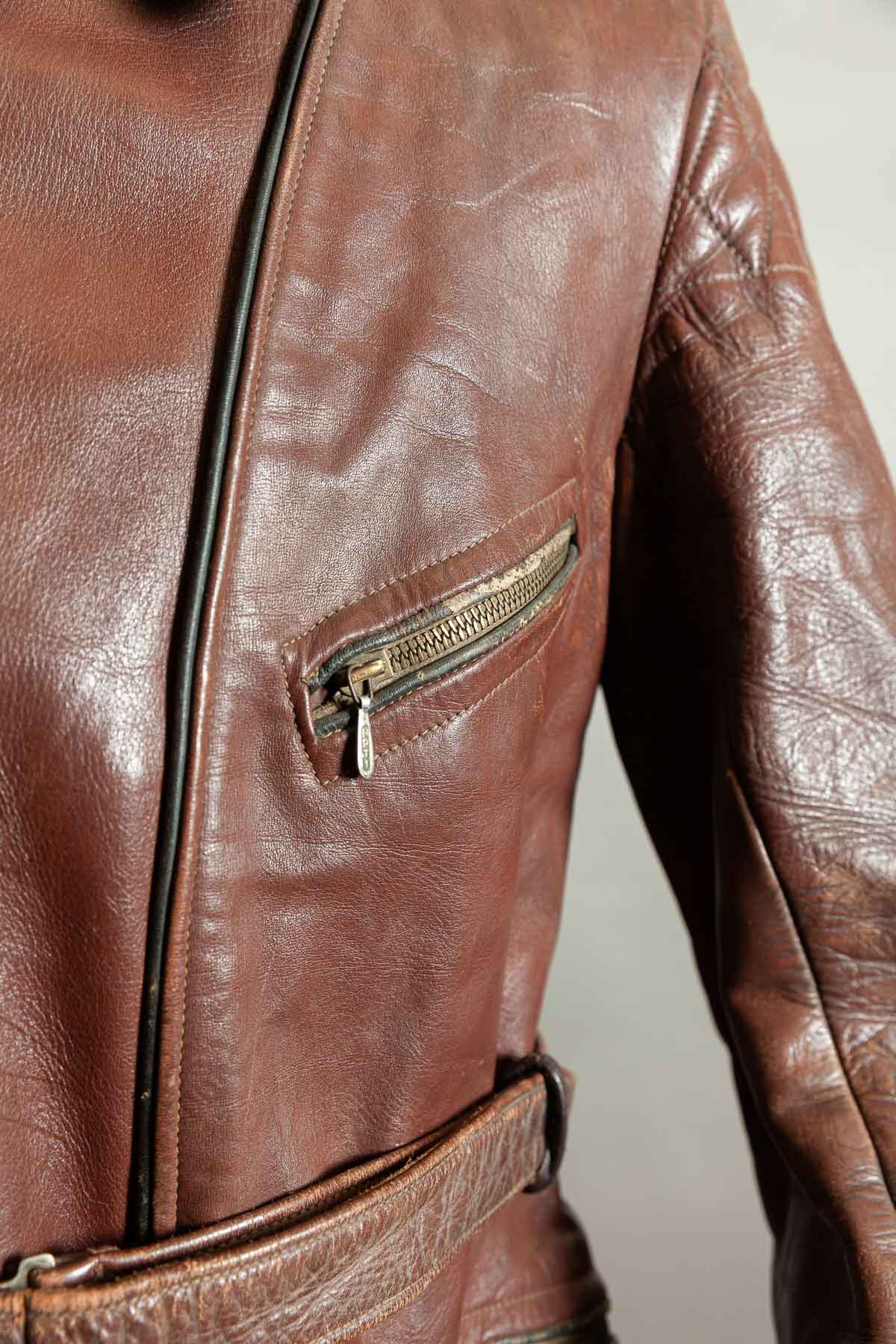 Vintage 1950s German Cowhide Leather Motorrad Motorcycle Jacket ZIPP