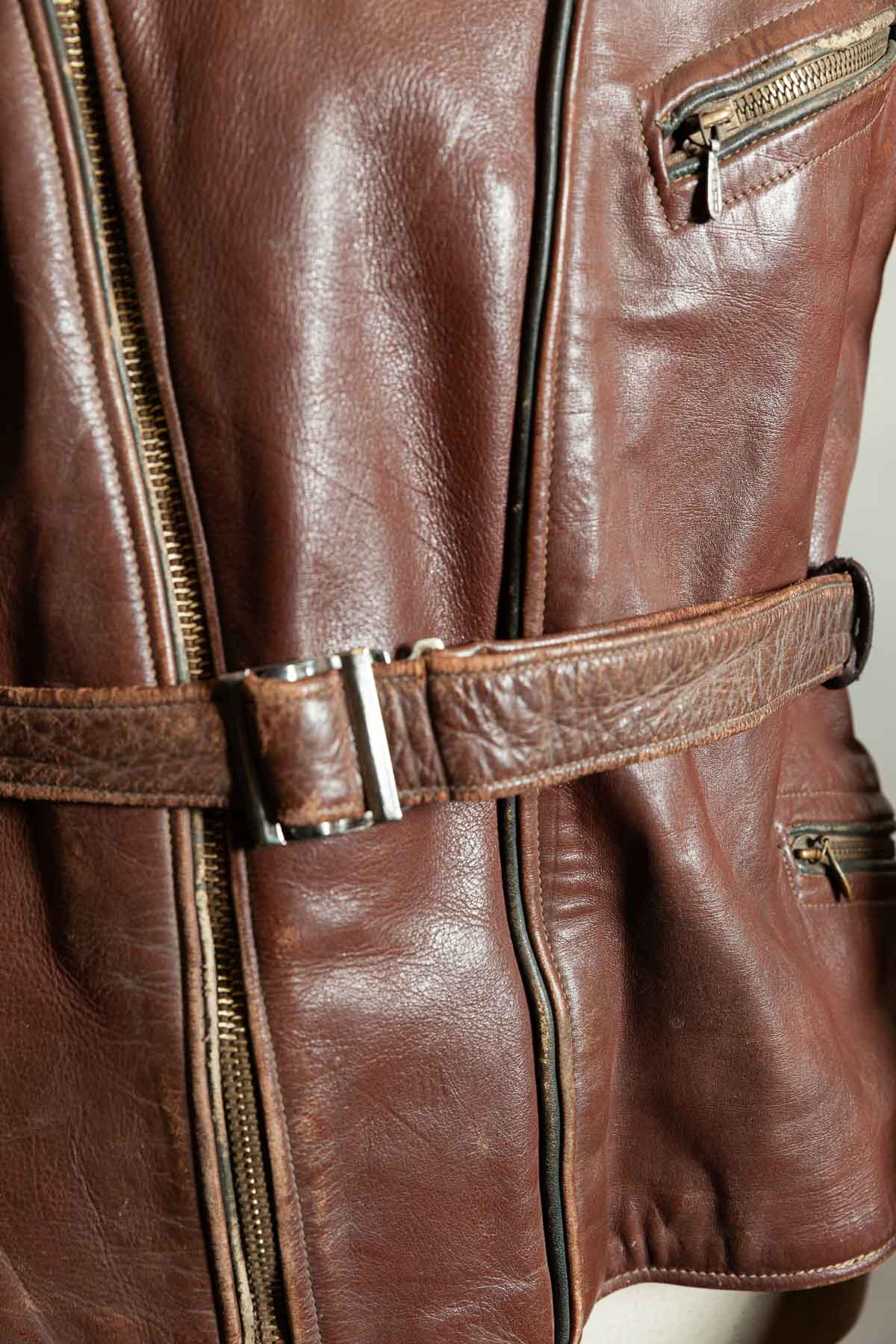 Vintage 1950s German Cowhide Leather Motorrad Motorcycle Jacket ZIPP