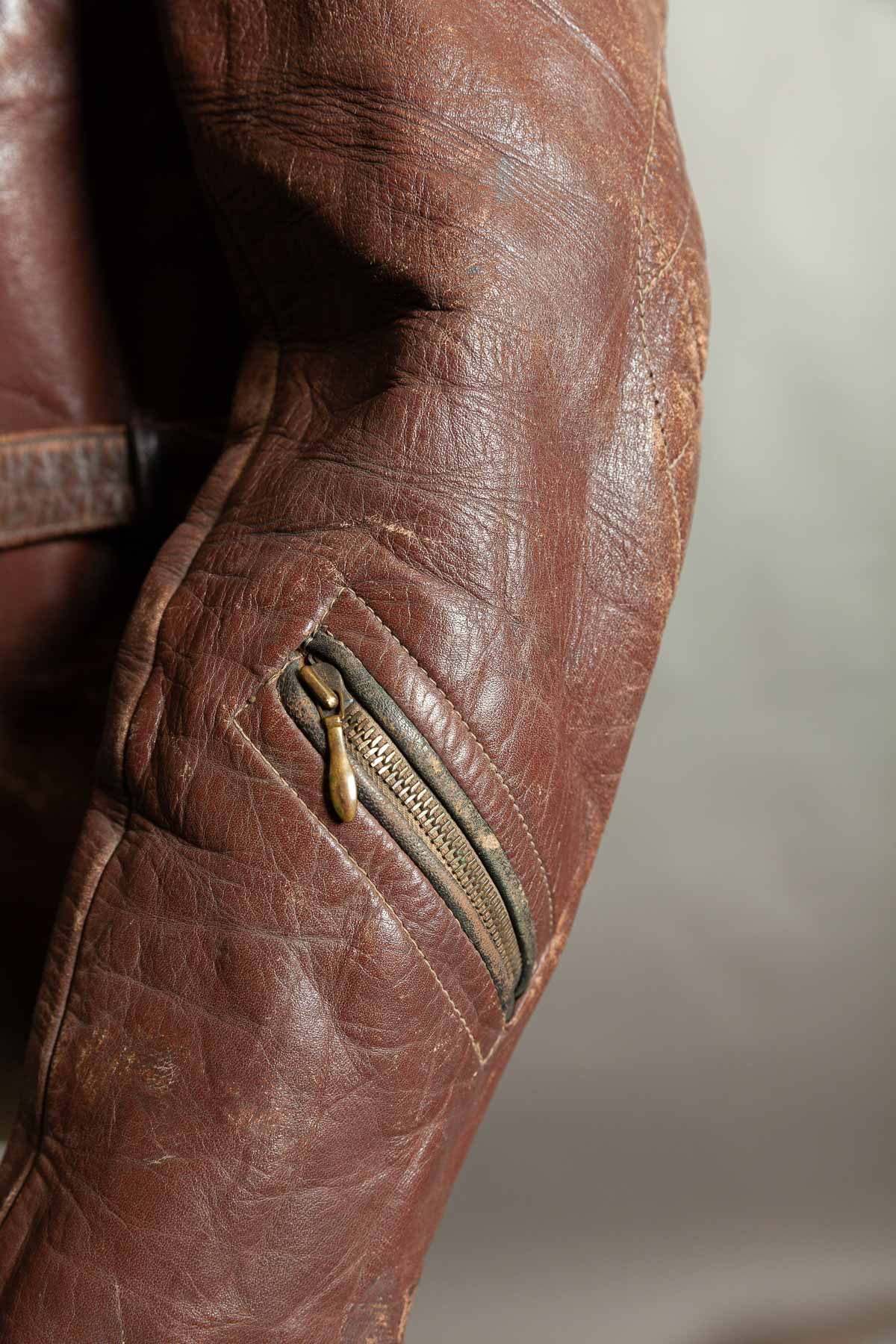 Vintage 1950s German Cowhide Leather Motorrad Motorcycle Jacket ZIPP