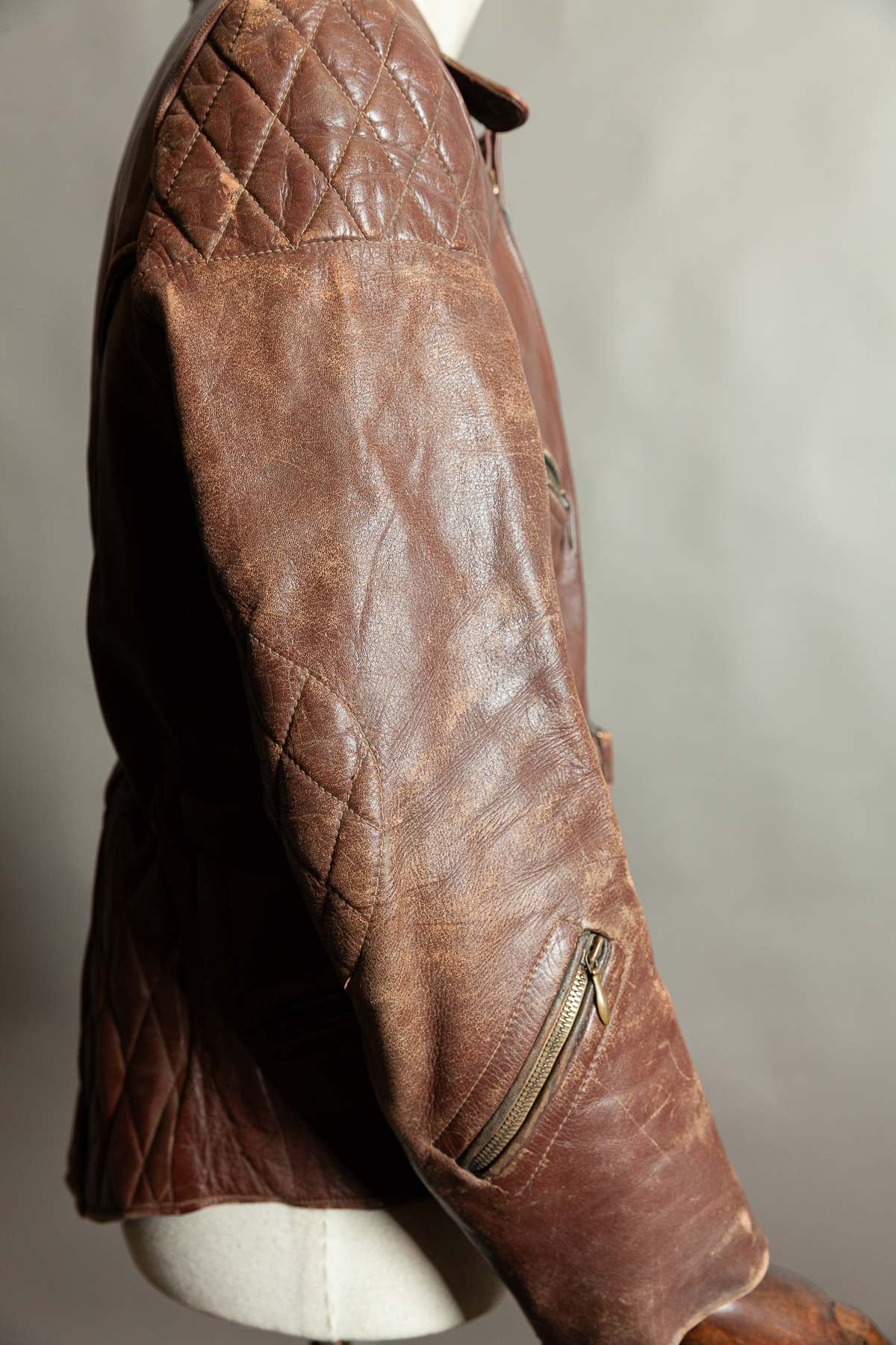 Vintage 1950s German Cowhide Leather Motorrad Motorcycle Jacket ZIPP