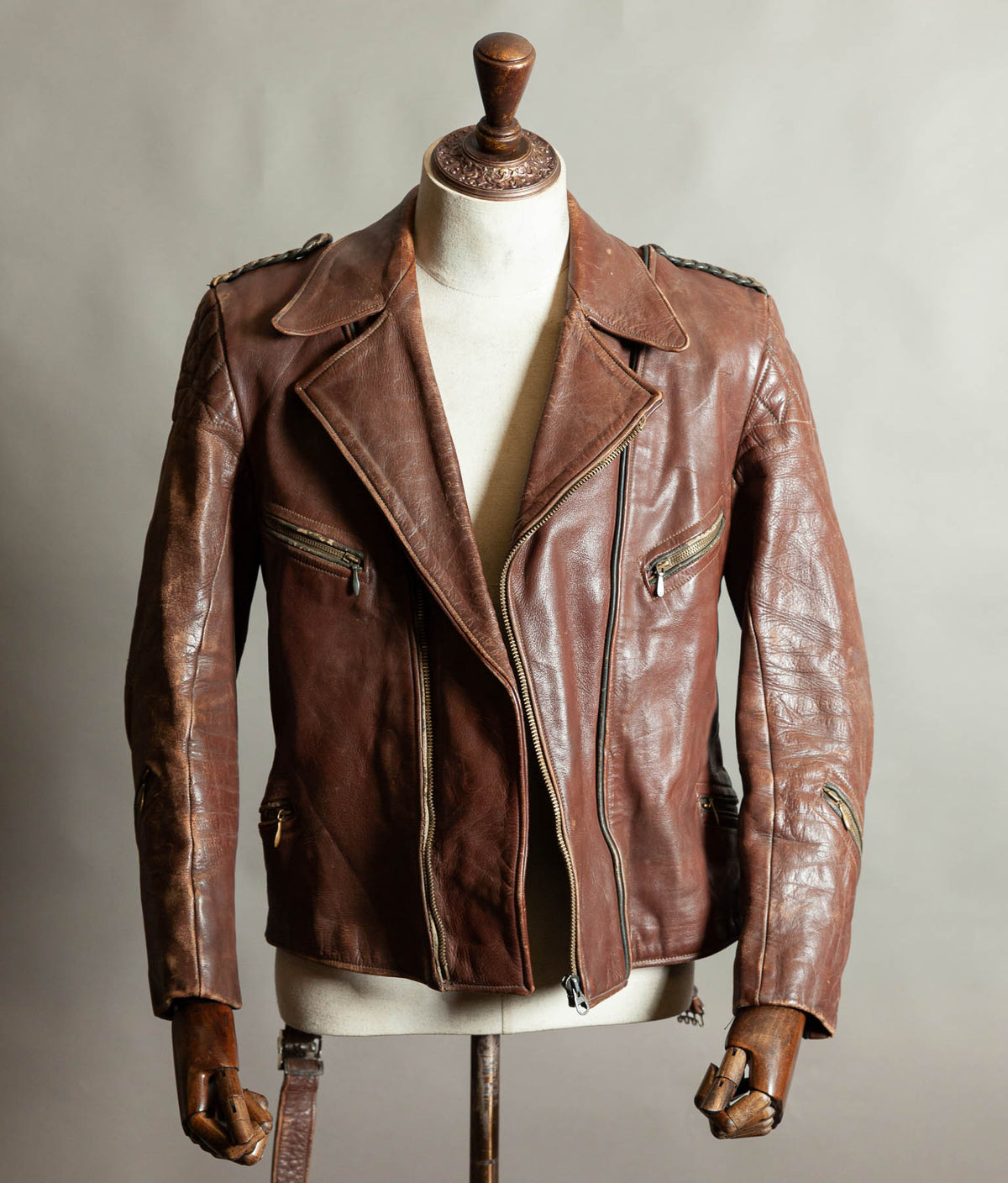 Vintage 1950s German Cowhide Leather Motorrad Motorcycle Jacket ZIPP