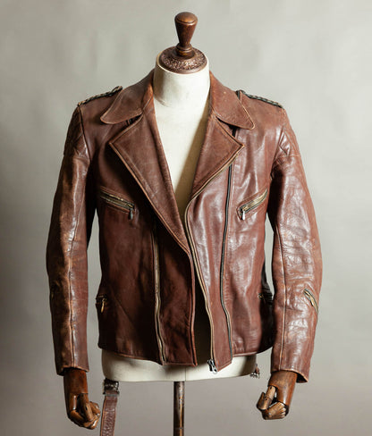 Vintage 1950s German Cowhide Leather Motorrad Motorcycle Jacket ZIPP