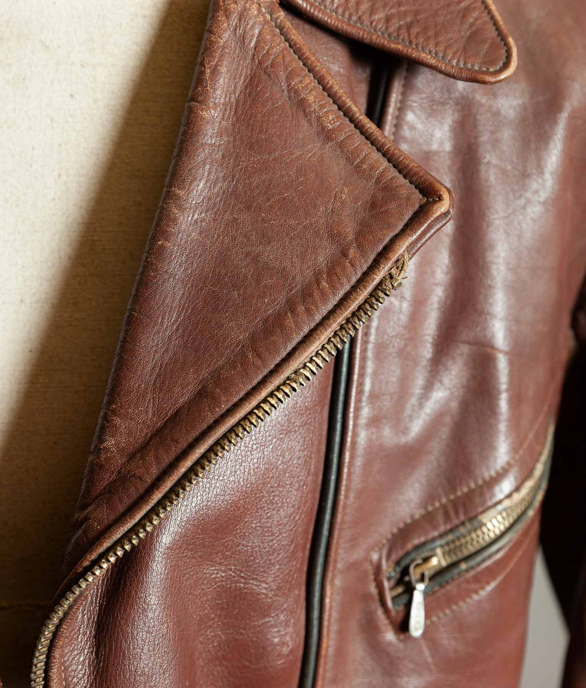 Vintage 1950s German Cowhide Leather Motorrad Motorcycle Jacket ZIPP