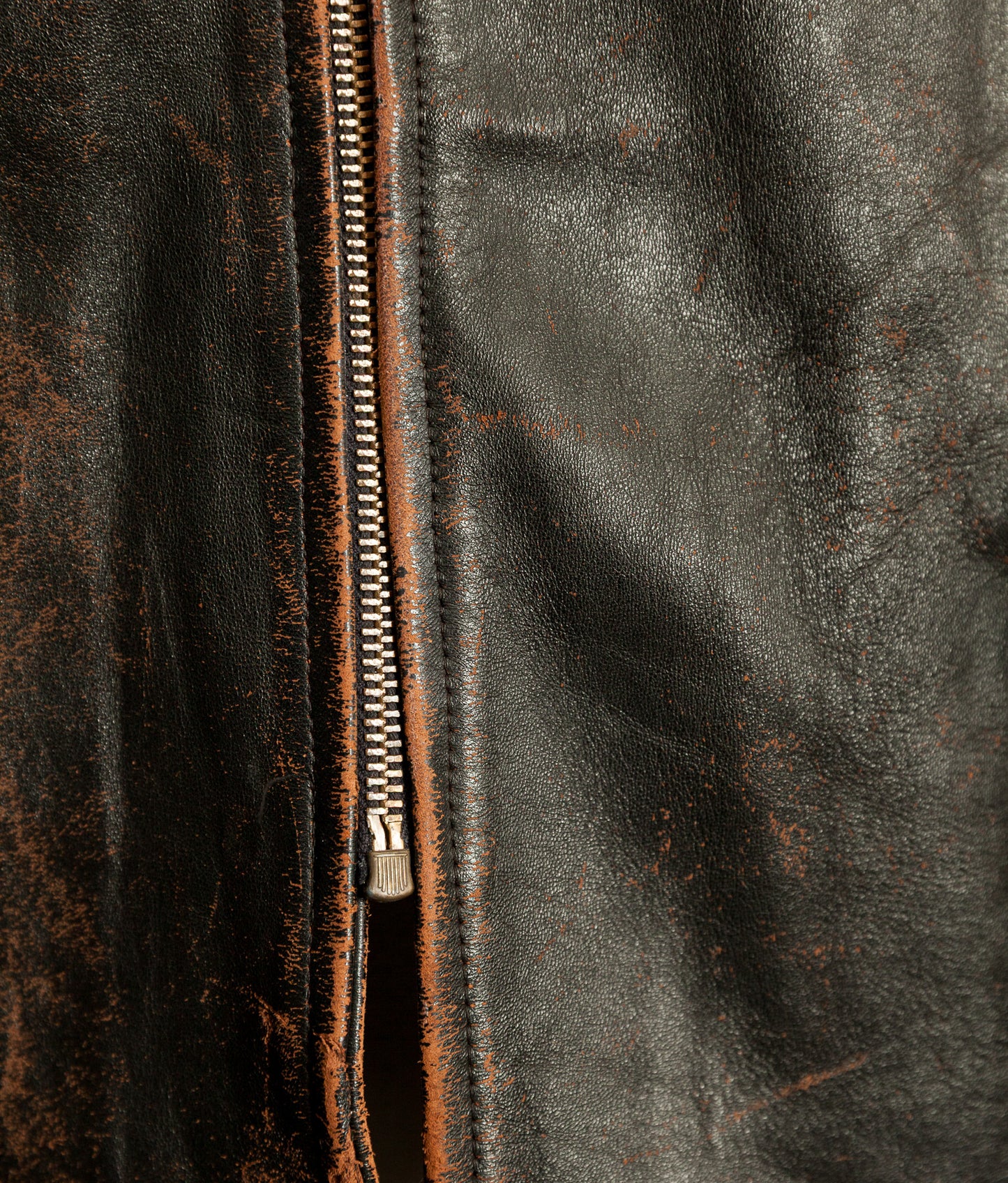 Vintage French Leather Work Jacket Éclair Zips Sheepskin Liner Tea Core Hide