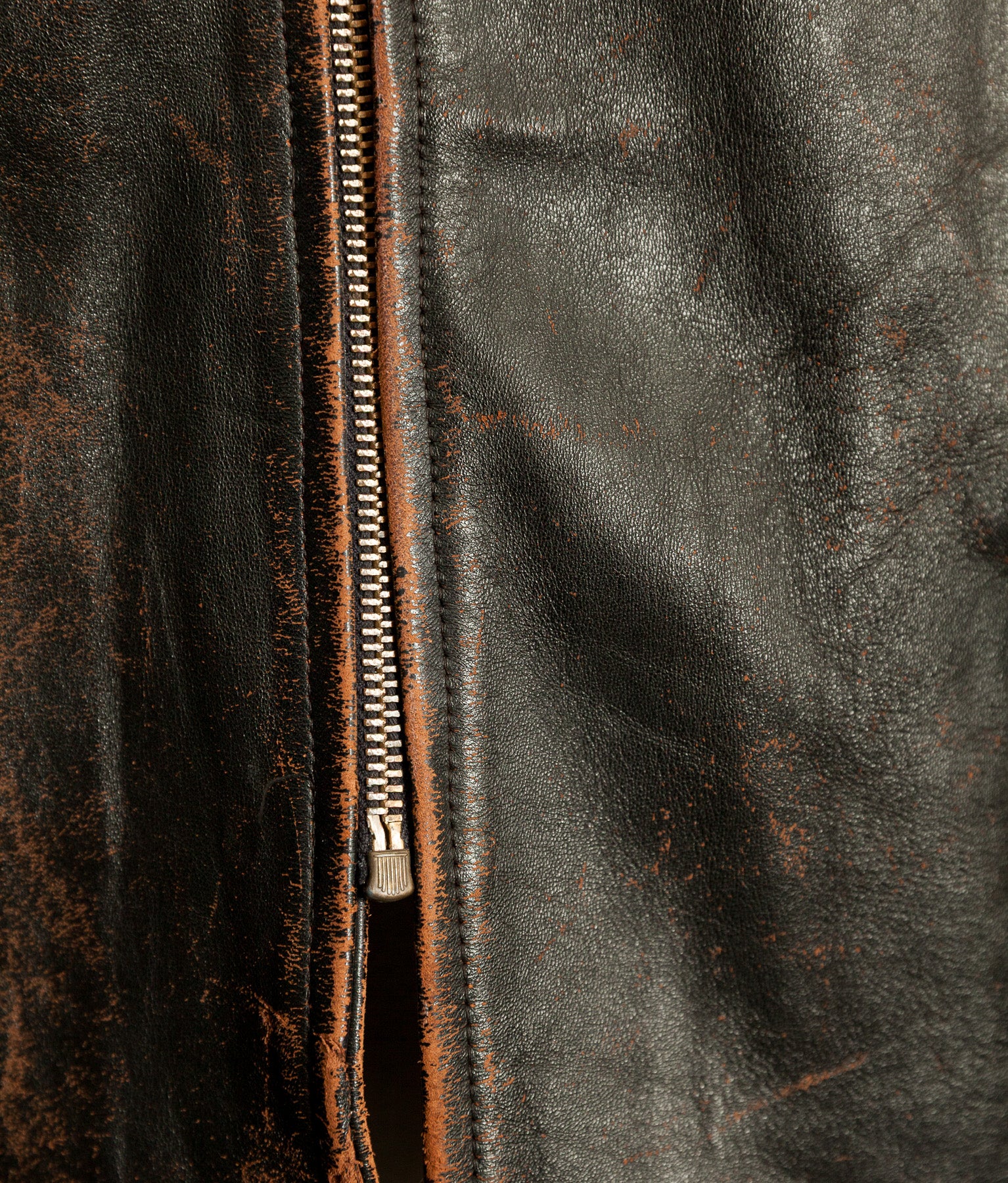 Vintage French Leather Work Jacket Éclair Zips Sheepskin Liner Tea Core Hide