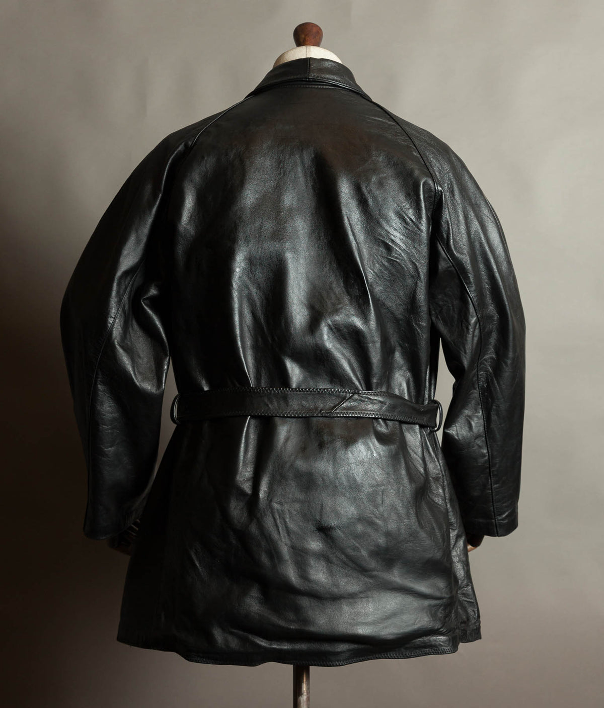 Original 1950s Italian Carabinieri Double-Breasted Leather Police Coat