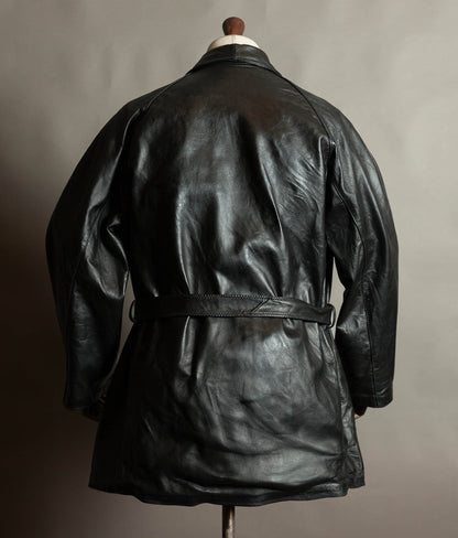 Original 1950s Italian Carabinieri Double-Breasted Leather Police Coat