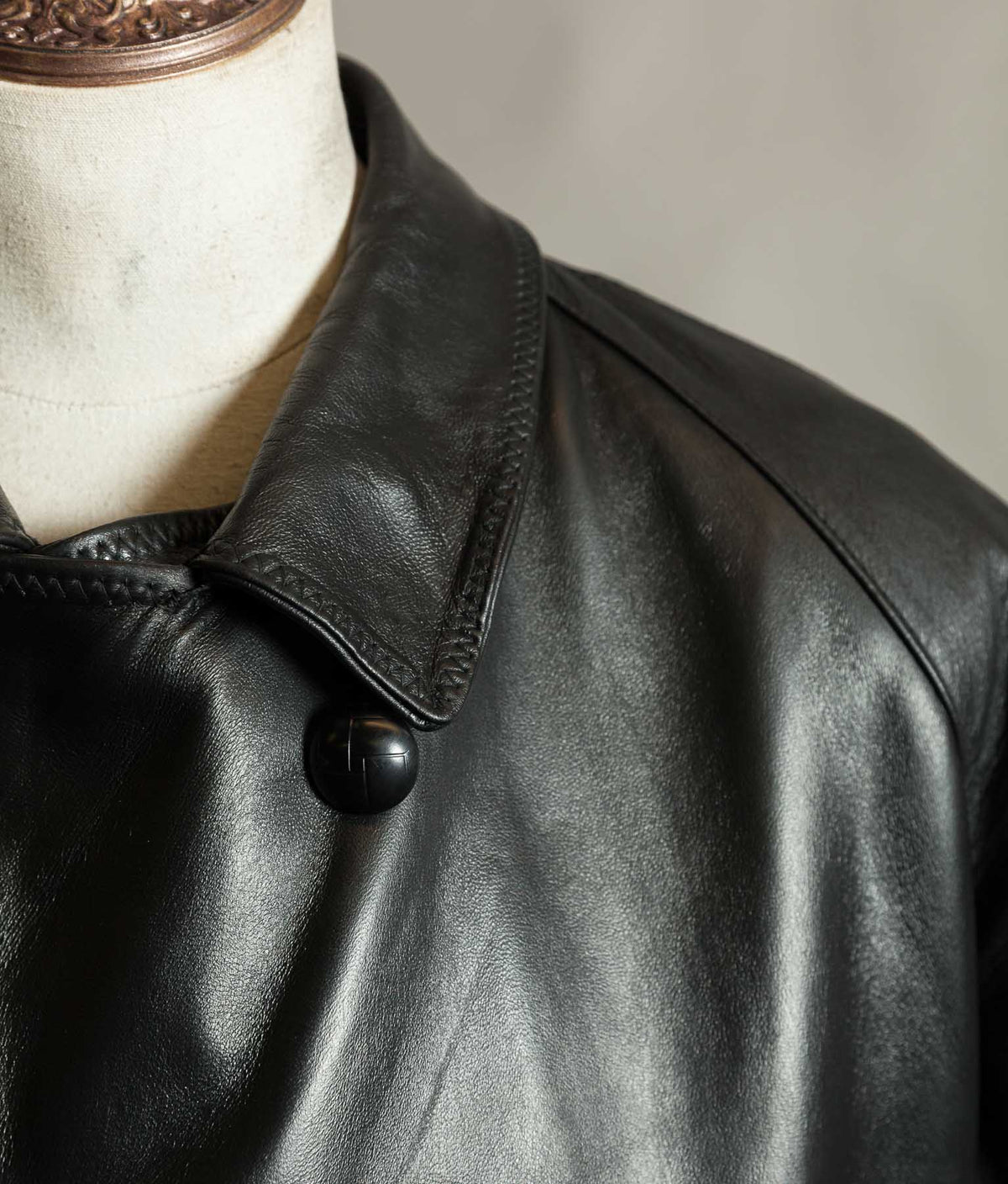 Original 1950s Italian Carabinieri Double-Breasted Leather Police Coat