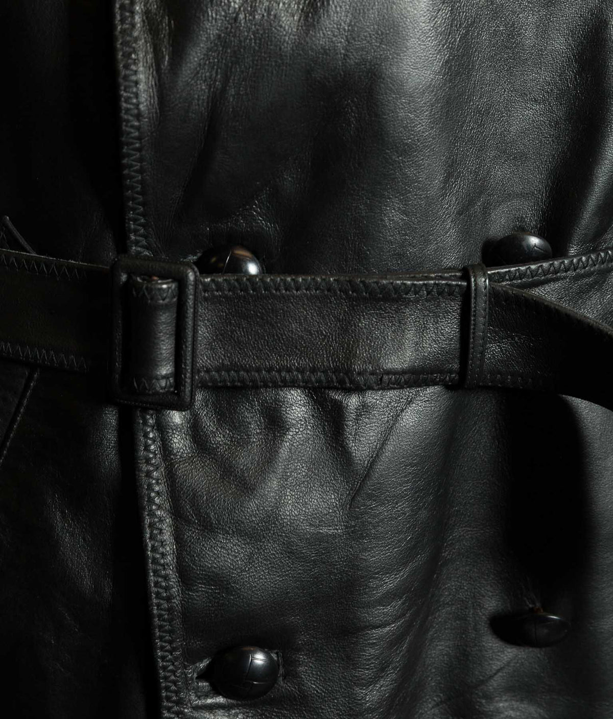 Original 1950s Italian Carabinieri Double-Breasted Leather Police Coat