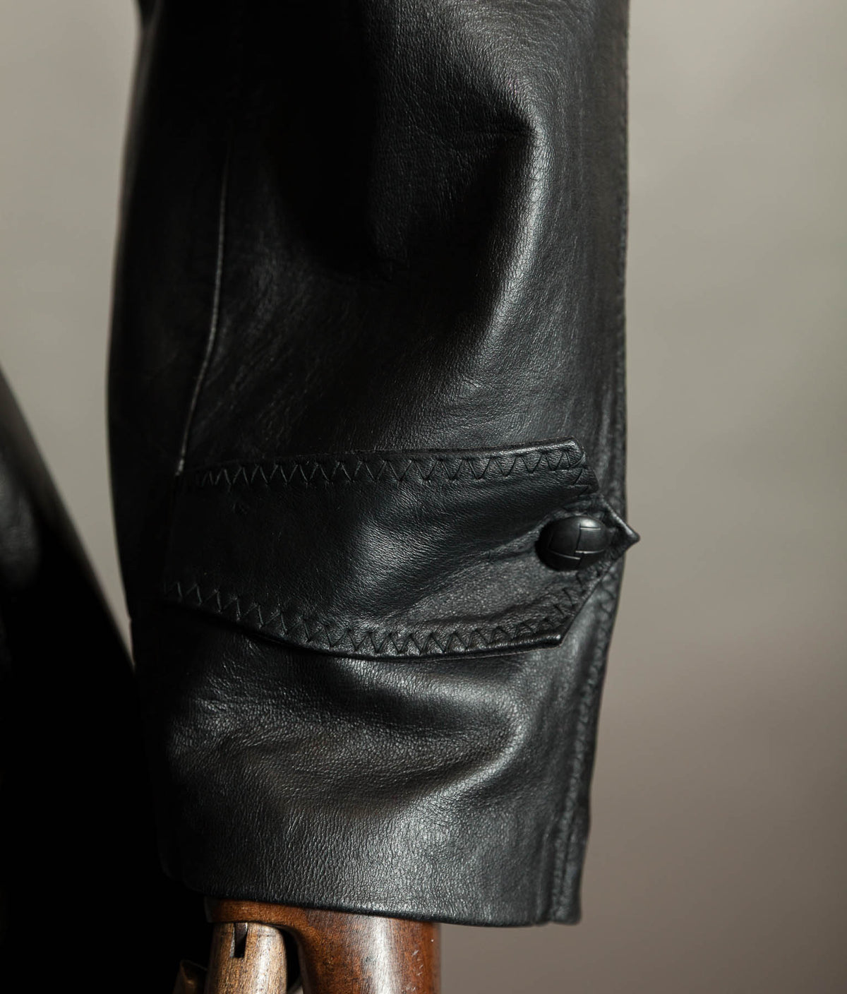 Original 1950s Italian Carabinieri Double-Breasted Leather Police Coat