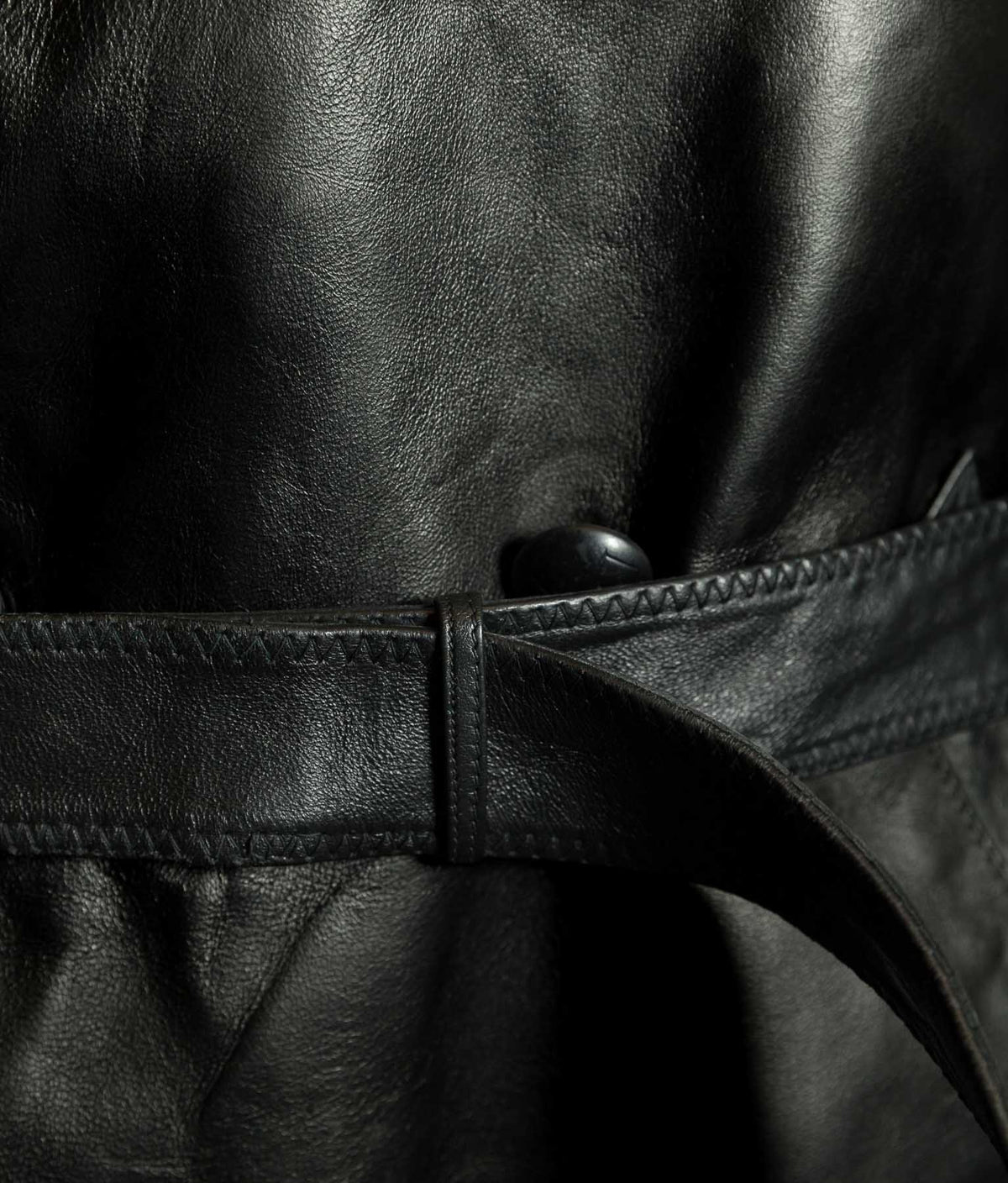 Original 1950s Italian Carabinieri Double-Breasted Leather Police Coat